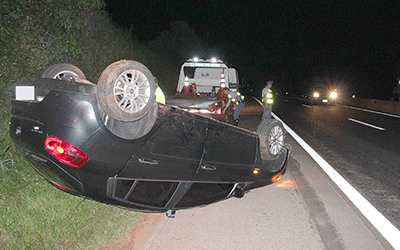 REPETIÇÃO — Em janeiro, o mesmo motorista capotou na SP-327