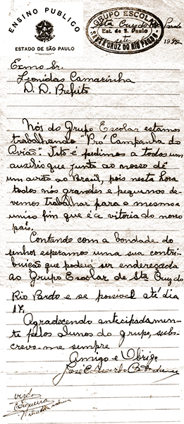 Carta foi escrita por Catalano em 1942